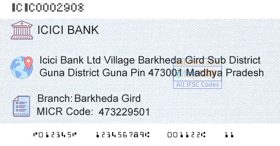 Icici Bank Limited Barkheda GirdBranch 