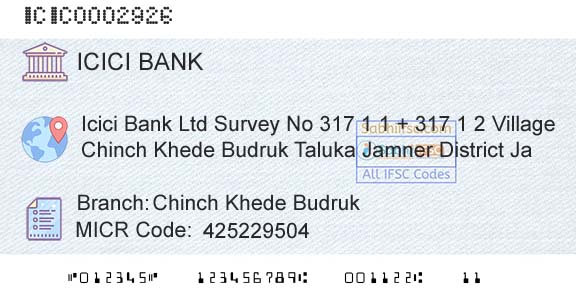 Icici Bank Limited Chinch Khede BudrukBranch 