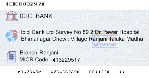 Icici Bank Limited RanjaniBranch 