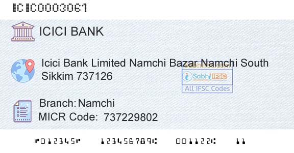 Icici Bank Limited NamchiBranch 