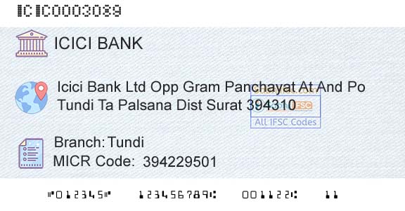 Icici Bank Limited TundiBranch 