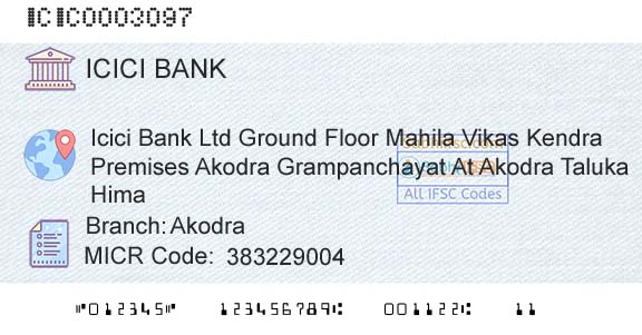 Icici Bank Limited AkodraBranch 