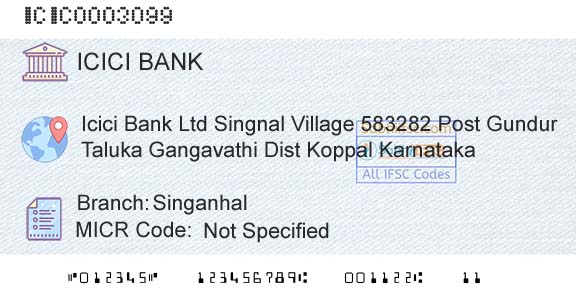 Icici Bank Limited SinganhalBranch 