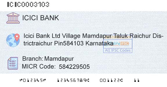 Icici Bank Limited MamdapurBranch 