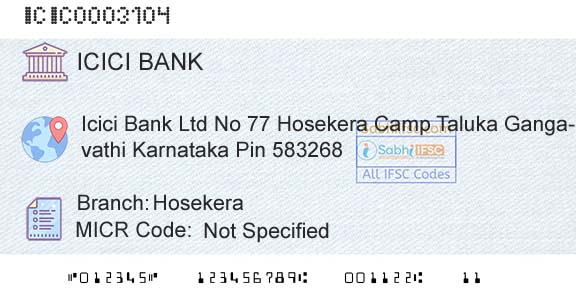 Icici Bank Limited HosekeraBranch 