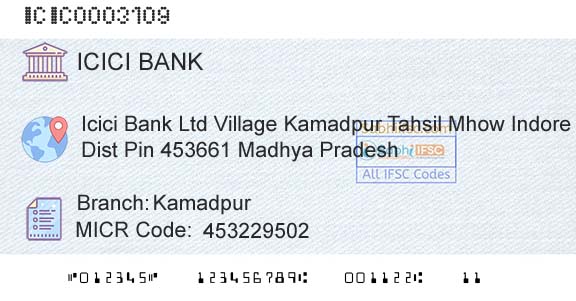 Icici Bank Limited KamadpurBranch 