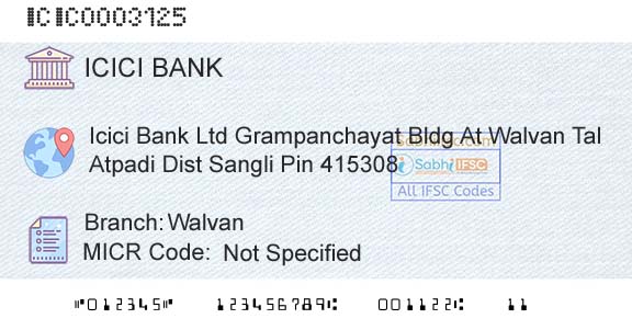 Icici Bank Limited WalvanBranch 