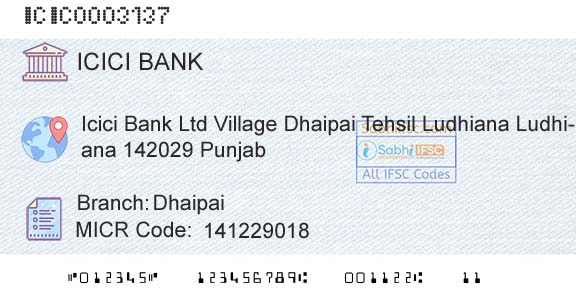 Icici Bank Limited DhaipaiBranch 