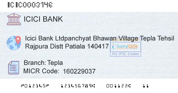 Icici Bank Limited TeplaBranch 
