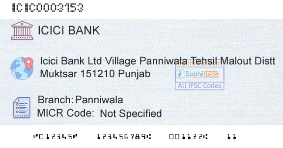 Icici Bank Limited PanniwalaBranch 