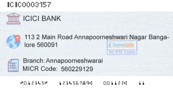 Icici Bank Limited AnnapoorneshwaraiBranch 