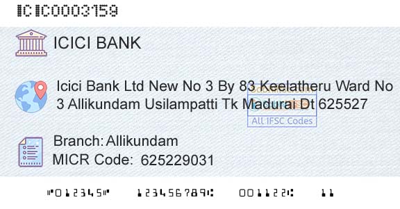 Icici Bank Limited AllikundamBranch 