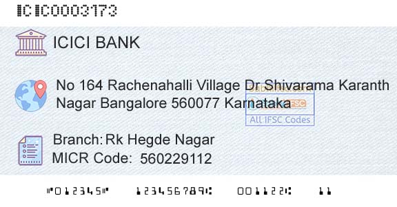 Icici Bank Limited Rk Hegde NagarBranch 
