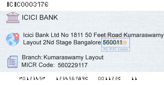Icici Bank Limited Kumaraswamy LayoutBranch 