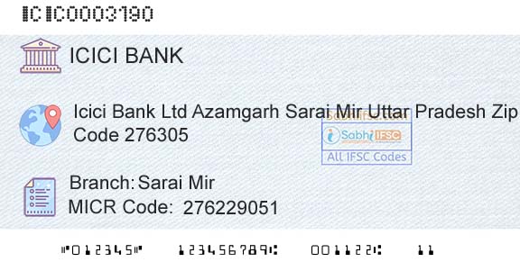 Icici Bank Limited Sarai MirBranch 