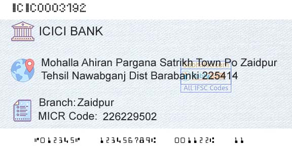 Icici Bank Limited ZaidpurBranch 