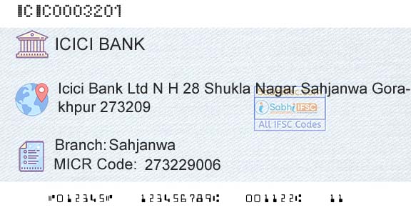 Icici Bank Limited SahjanwaBranch 