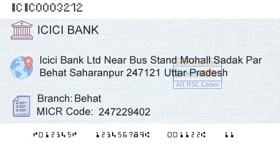 Icici Bank Limited BehatBranch 