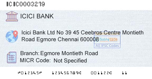 Icici Bank Limited Egmore Montieth RoadBranch 