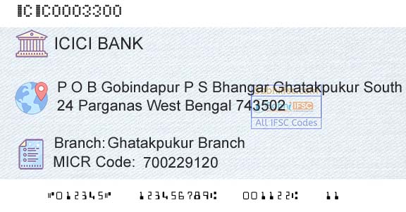 Icici Bank Limited Ghatakpukur BranchBranch 