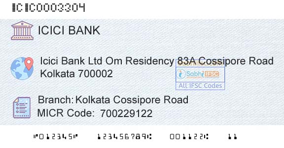 Icici Bank Limited Kolkata Cossipore RoadBranch 
