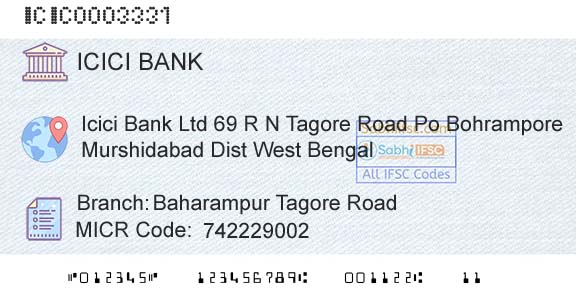 Icici Bank Limited Baharampur Tagore RoadBranch 