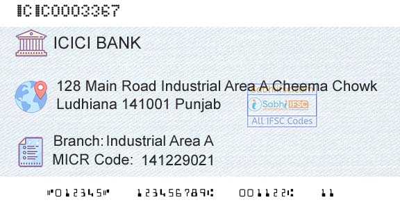Icici Bank Limited Industrial Area ABranch 