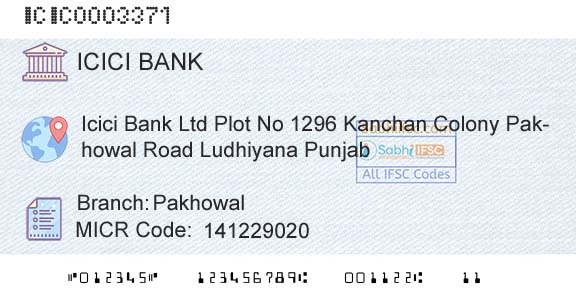 Icici Bank Limited PakhowalBranch 