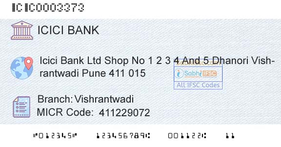 Icici Bank Limited VishrantwadiBranch 