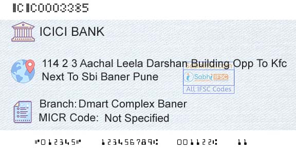 Icici Bank Limited Dmart Complex BanerBranch 