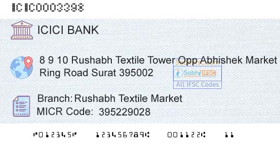 Icici Bank Limited Rushabh Textile MarketBranch 