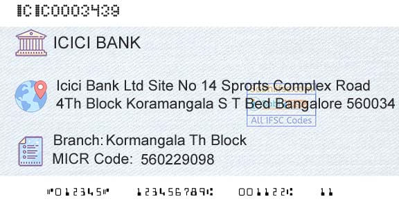 Icici Bank Limited Kormangala Th BlockBranch 