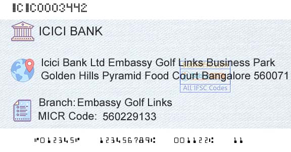 Icici Bank Limited Embassy Golf LinksBranch 