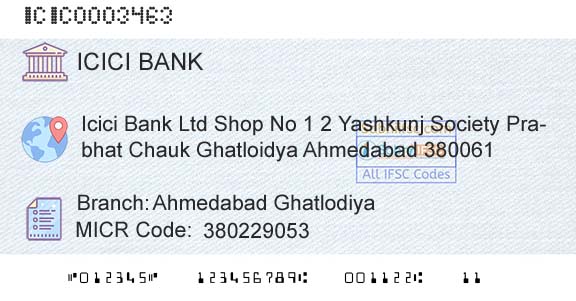 Icici Bank Limited Ahmedabad GhatlodiyaBranch 