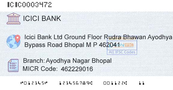 Icici Bank Limited Ayodhya Nagar BhopalBranch 