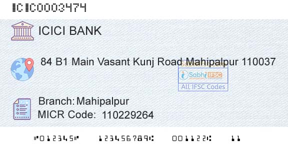 Icici Bank Limited MahipalpurBranch 