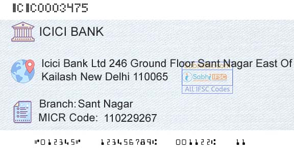 Icici Bank Limited Sant NagarBranch 