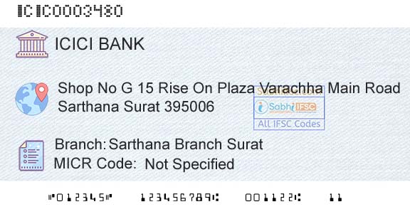 Icici Bank Limited Sarthana Branch SuratBranch 