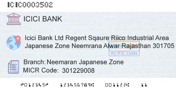 Icici Bank Limited Neemaran Japanese ZoneBranch 