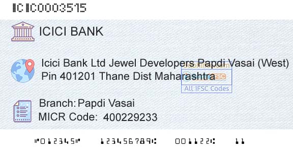 Icici Bank Limited Papdi VasaiBranch 