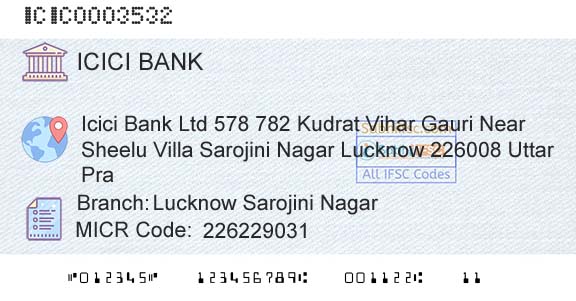 Icici Bank Limited Lucknow Sarojini NagarBranch 