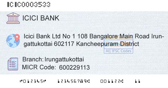 Icici Bank Limited IrungattukottaiBranch 