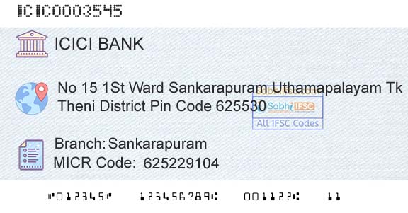 Icici Bank Limited SankarapuramBranch 