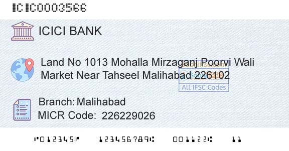 Icici Bank Limited MalihabadBranch 