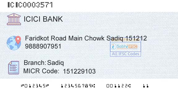 Icici Bank Limited SadiqBranch 