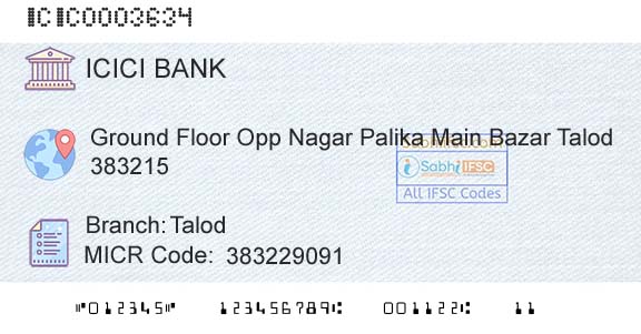 Icici Bank Limited TalodBranch 