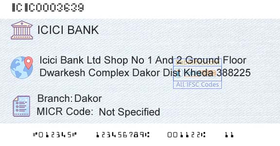 Icici Bank Limited DakorBranch 