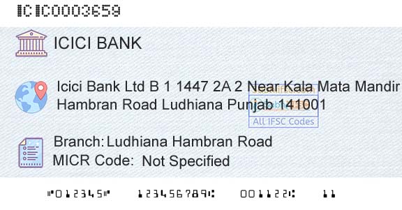 Icici Bank Limited Ludhiana Hambran RoadBranch 