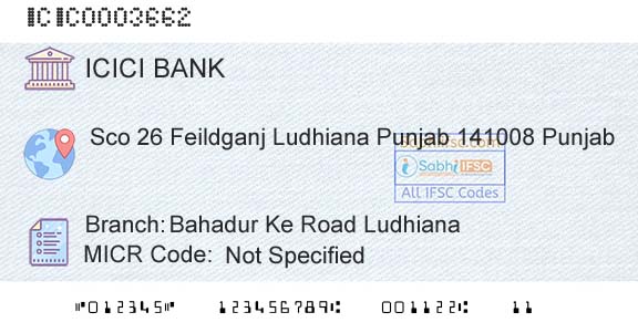 Icici Bank Limited Bahadur Ke Road LudhianaBranch 