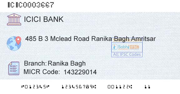 Icici Bank Limited Ranika BaghBranch 